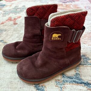 Sorel The Campus Suede Winter Boots Fleece Lined Water Resistant Women‎ Size 6